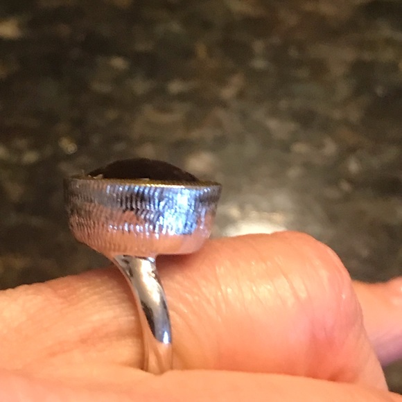 East West Smoky Topaz Sterling Silver Ring with Gold Accents Sz 6.5 - Picture 3 of 7